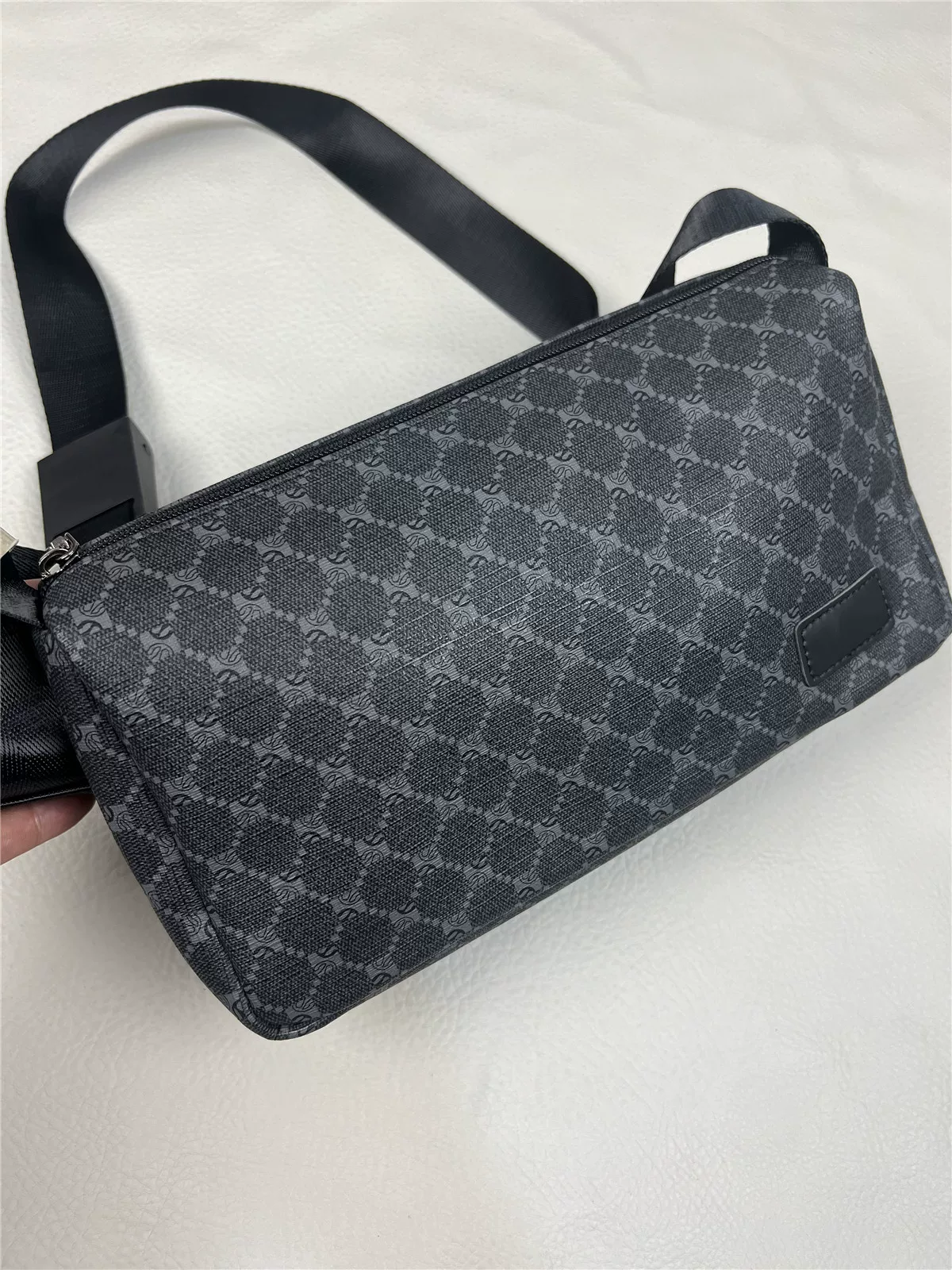 Túi đeo chéo nam thời trang 2024 kiểu dáng mới, họa tiết kim cương ngang, balo nhỏ gọn, phong cách thể thao, dành cho học sinh, túi đeo vai kẻ caro