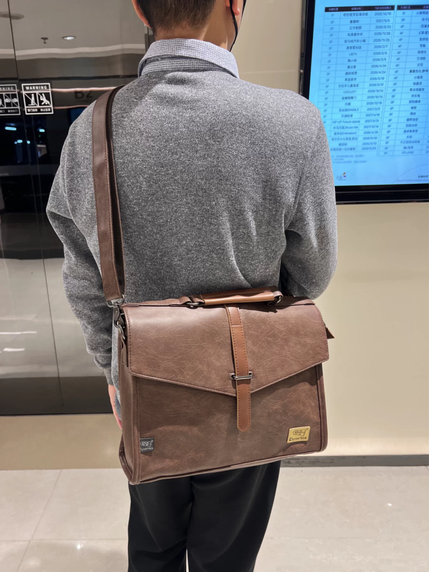 Túi xách nam ba ngăn đơn giản, dung tích lớn, đựng laptop, đeo vai, đeo chéo, đựng hồ sơ A4