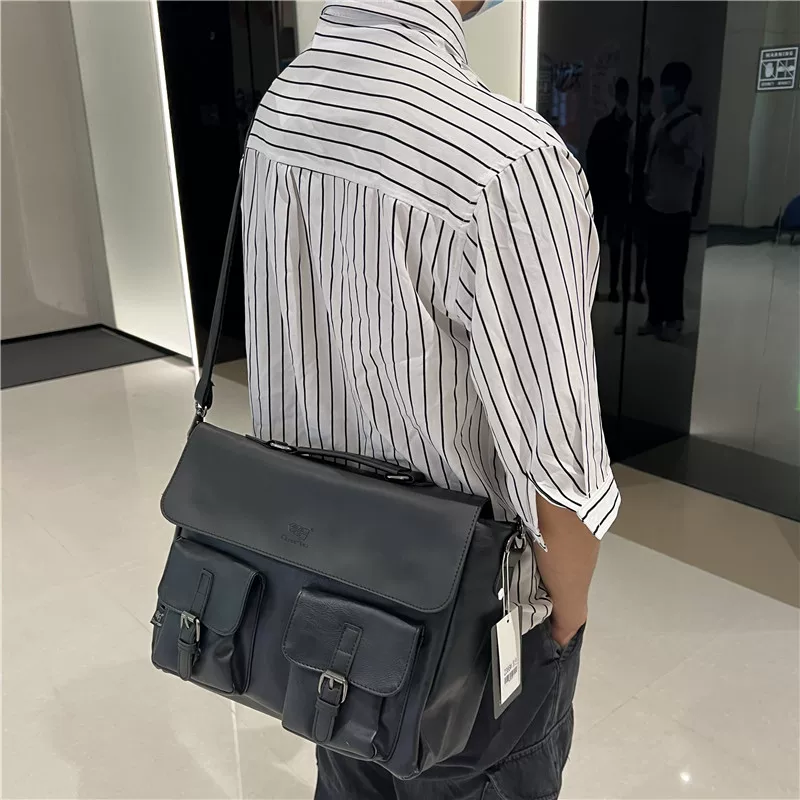 Túi xách nam retro thời thượng threebox, túi đeo vai công sở thời trang, túi đeo chéo đựng tài liệu và máy tính kiểu Nhật