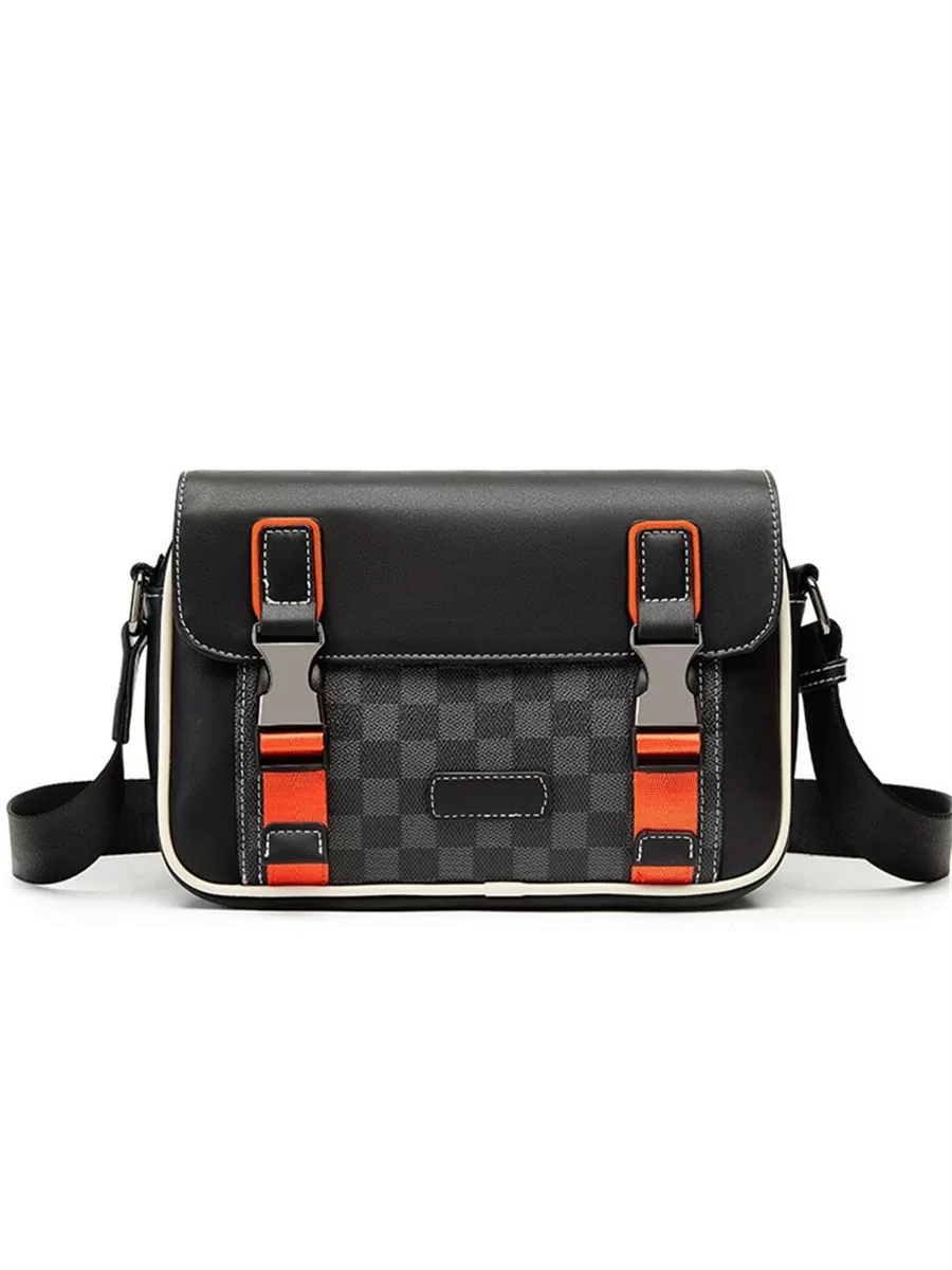 Túi đeo chéo kẻ caro thời trang mới 2024, túi nam thời thượng, túi đeo vai kiểu messenger, balo nắp gập đi xe máy