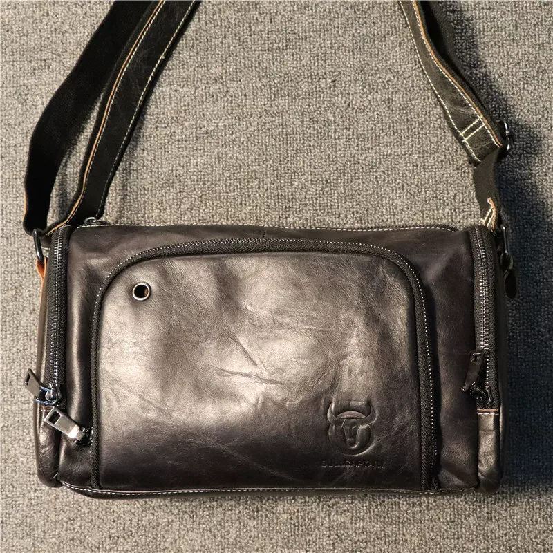 Túi đeo vai nam da bò lớp đầu tiên năm 2025, túi đeo chéo thời trang retro, túi đi xe máy, ba lô đeo chéo