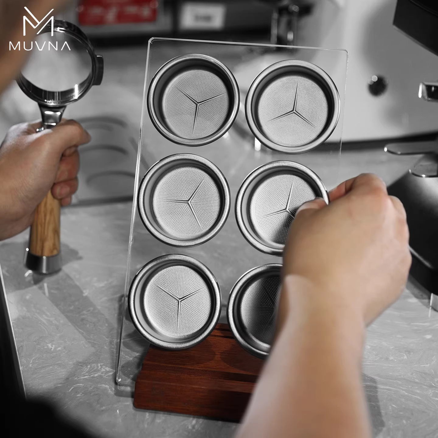 Máy pha cà phê bằng bột titan MUVNA, tay cầm bằng bột titan nguyên chất chính xác, 58mm, thiết bị pha cà phê Ý