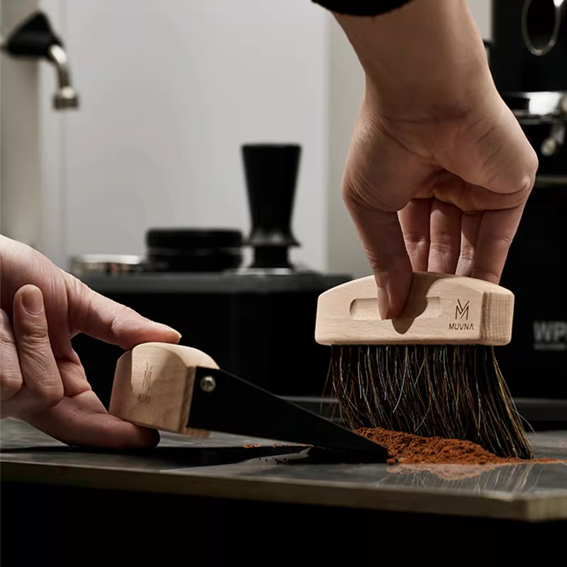 Chổi lau bụi từ tính bằng gỗ MUVNA, chổi vệ sinh quầy bar, chổi quét bã cà phê, chổi quét bột cà phê từ máy xay