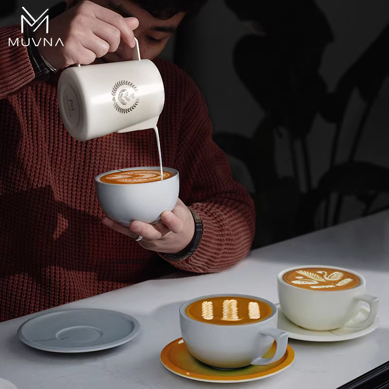 MUVNA Carrera cốc hoa cốc cà phê gốm sứ cốc latte cốc cappuccino mocha nổi chuyên nghiệp