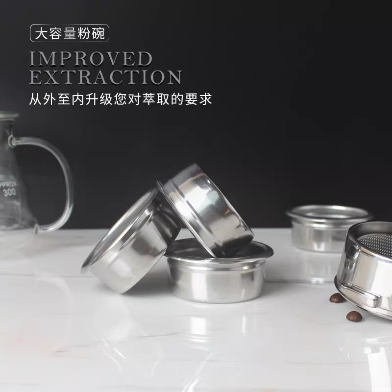 Bát đựng bột đa năng 58mm, dung tích lớn 22g, dành cho máy pha cà phê espresso, phụ kiện portafilter không đáy, bộ lọc kép đa năng