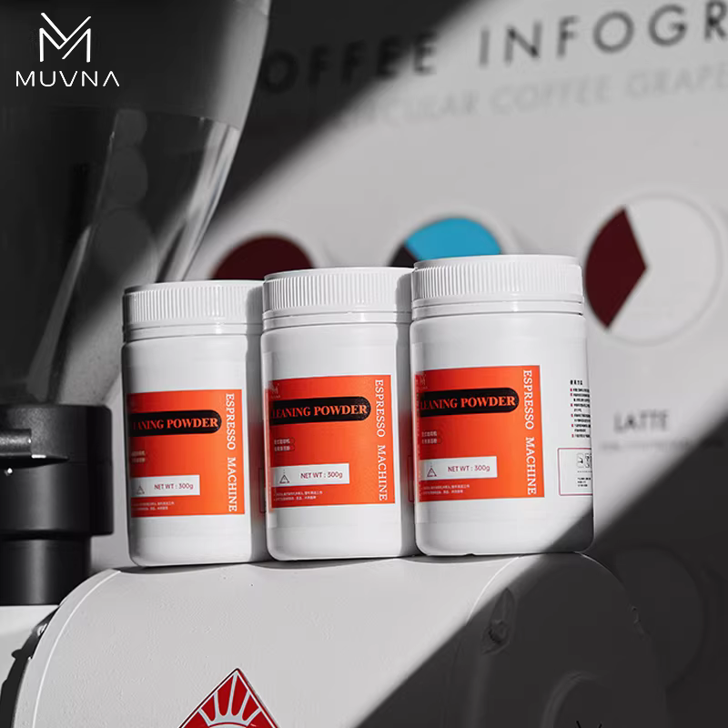 Bột vệ sinh máy pha cà phê MUVNA, chất tẩy cặn đầu pha, chất tẩy rửa, bột vệ sinh cốc pha, bàn chải vệ sinh