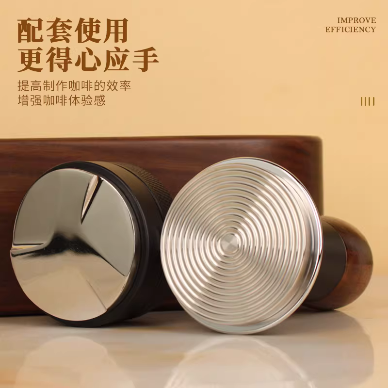 Công cụ phân phối cà phê có thể điều chỉnh trọng lực tự do bằng gỗ óc chó phân phối búa phẳng phân phối dụng cụ bộ ba món 51/53/58.35mm