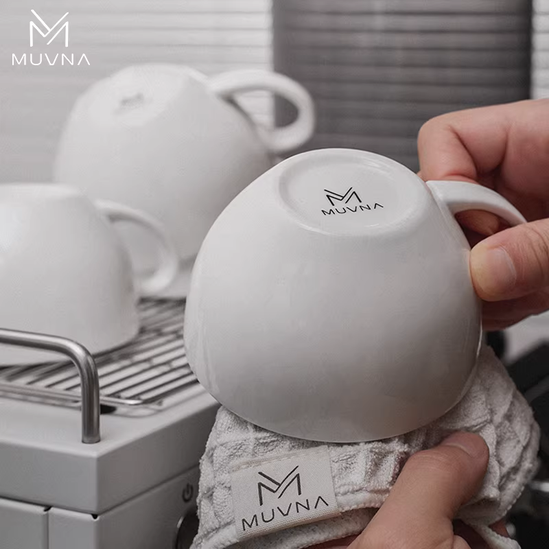 Ly cà phê gốm sứ MUVNA, ly latte nghệ thuật, ly cà phê latte hoa văn nổi, kèm đĩa, 220/280ml