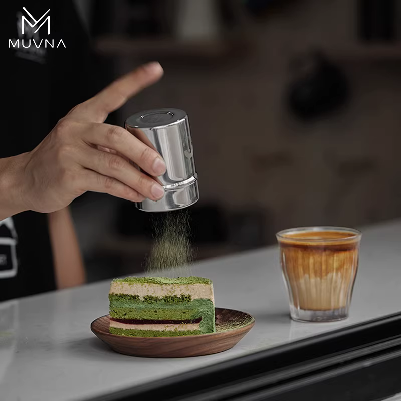 Bình đựng bột MUVNA có nắp, bình đựng bột cà phê, bột cacao, khuôn in ly latte art gia vị nướng