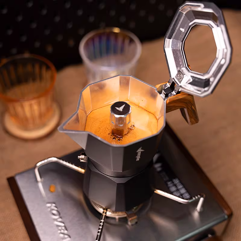 Máy pha cà phê moka pot hai van Blackhawk, ấm pha cà phê thủ công hai van, máy pha cà phê kiểu Ý chiết xuất espresso