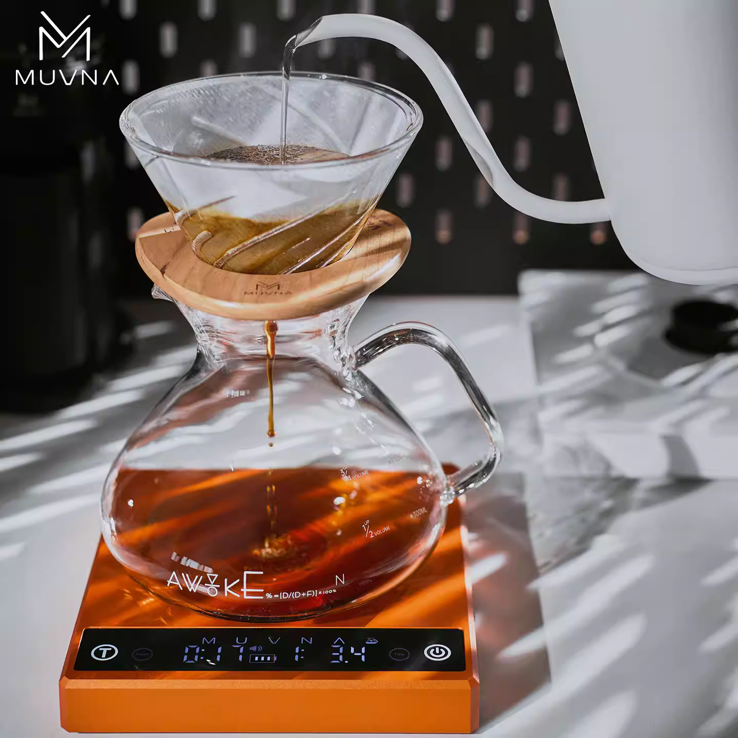 Cân điện tử pha cà phê thủ công Muvina Zero G PLUS Metal, có thể sạc lại, tích hợp đồng hồ đếm giờ, cân cà phê Ý