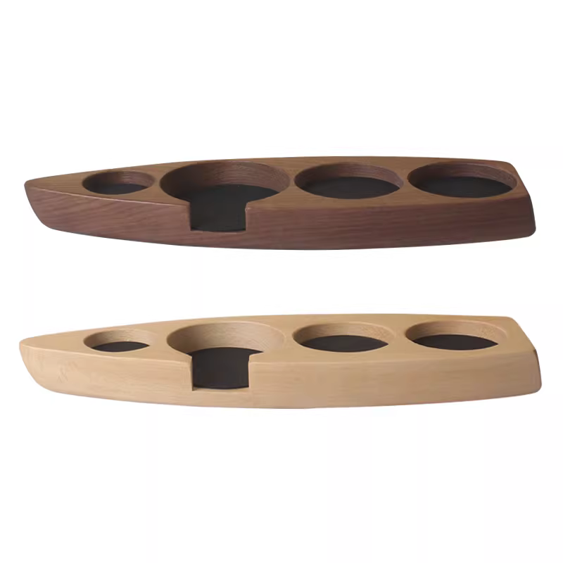 Bộ dụng cụ đỡ tay cầm máy pha cà phê bằng gỗ nguyên khối hình thuyền, khung đỡ, đế đổ đầy, thiết bị hỗ trợ tamper