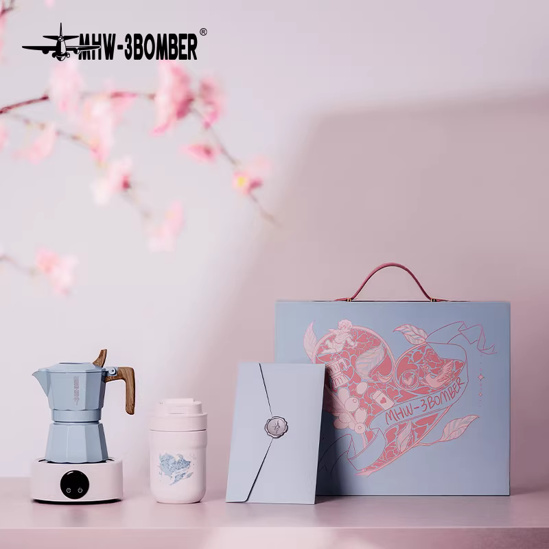 [Hộp quà tặng] Bộ pha cà phê Moka Pot hai van MHW Bomber, quà tân gia, quà tặng cà phê