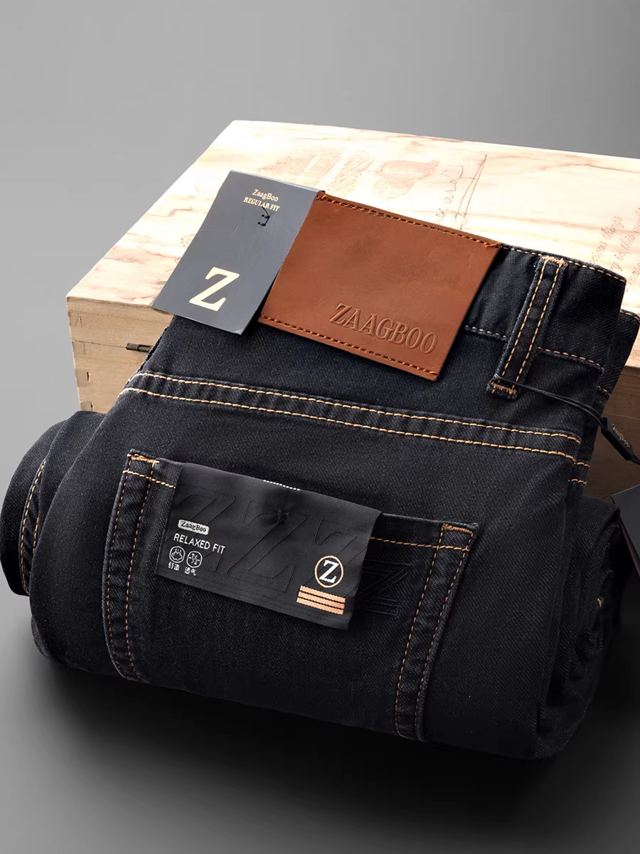 Quần jean mỏng denim đen kiểu mới mùa xuân hè dành cho nam, ống thẳng, rộng rãi, đa năng, quần dài mềm mại, phong cách giản dị và đa năng.