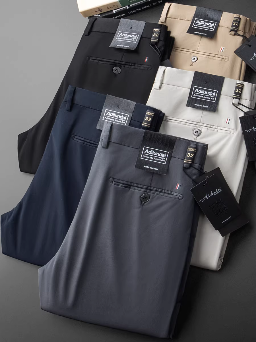 Quần cotton nhẹ mùa hè dành cho nam, quần âu dáng thẳng, mềm mại, thoáng khí, đa năng và co giãn.