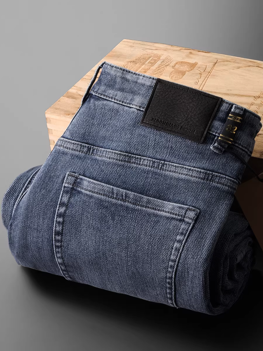 Quần jean nam thu đông mới, màu xanh nhạt, chất liệu co giãn, kiểu dáng đa năng, quần dài, chất liệu mềm mại, thoáng mát, thân thiện với da và dày dặn.