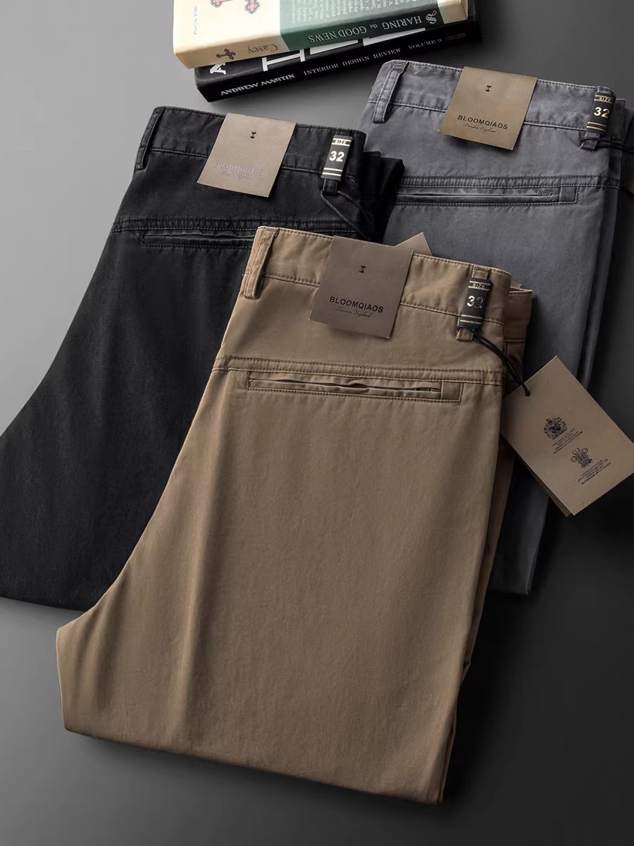 Quần dài nam chất liệu cotton 100% nguyên chất, bền mài mòn, giặt được, kiểu dáng vintage, nhiều túi, dáng thẳng rộng, chất liệu dày dặn, đa năng và mỏng nhẹ.