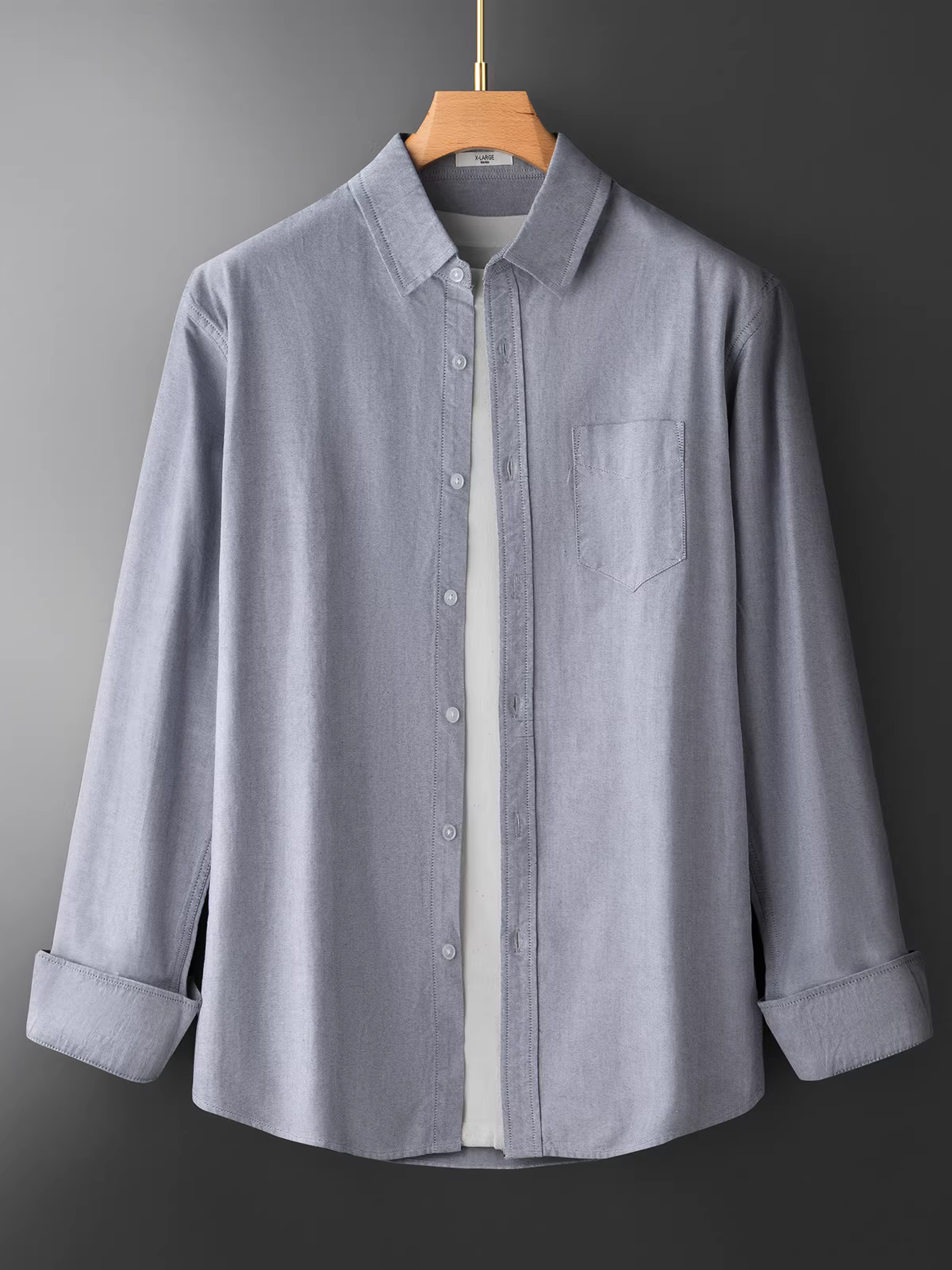 Áo sơ mi dài tay chất liệu Oxford, áo sơ mi dài tay chất liệu cotton nguyên chất, dễ chăm sóc, giặt được, kiểu dáng đơn giản, thích hợp cho mùa thu đông, dày dặn, đa năng.