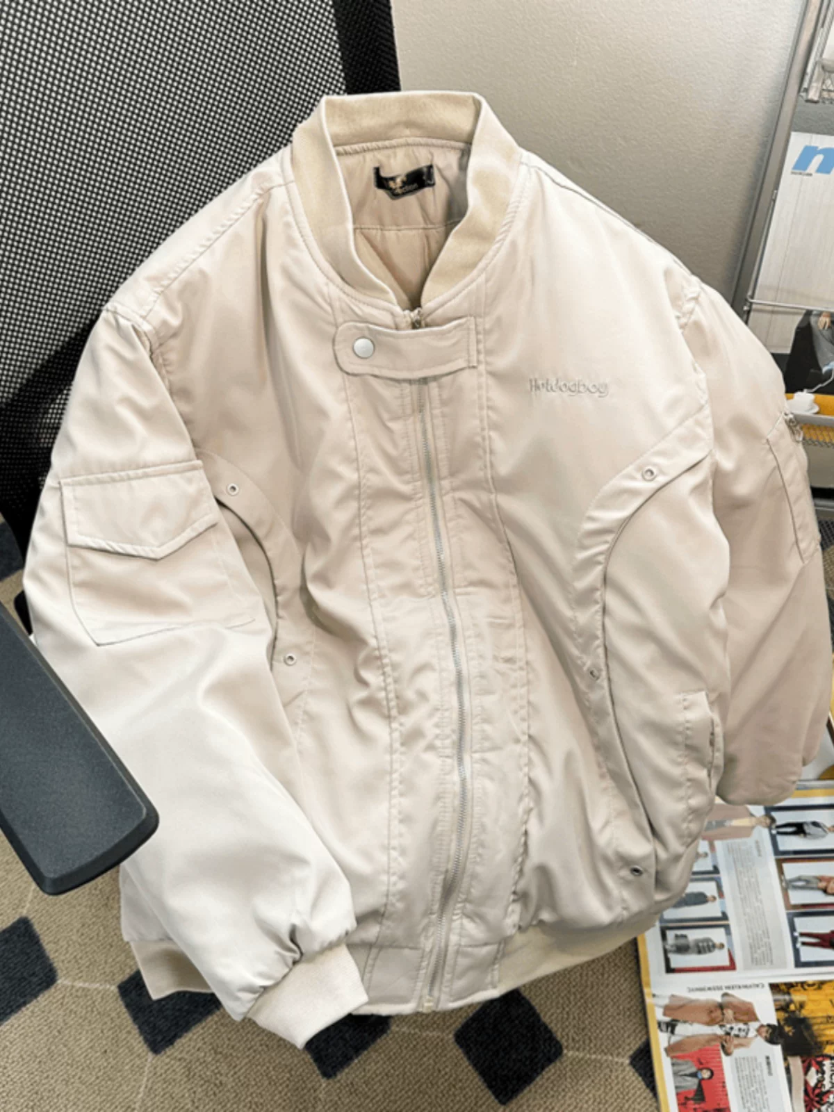 Áo khoác bóng chày dáng rộng mùa xuân thu phong cách Mỹ, áo khoác phi công cặp đôi, thiết kế thời trang nam, áo khoác cặp đôi thương hiệu.