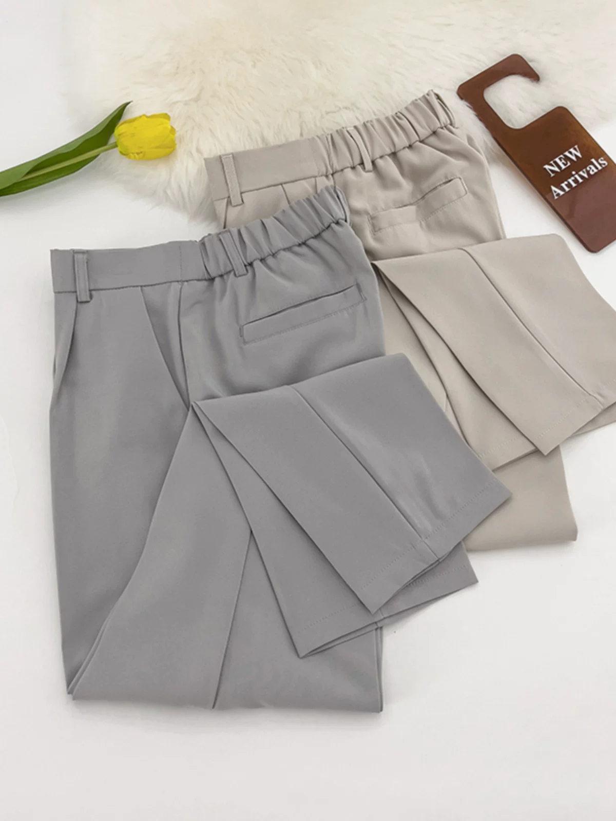 Quần nam lưng thun bán co giãn, quần ống đứng kiểu dáng Hồng Kông, mẫu mới mùa xuân, quần tây thời trang trẻ trung dành cho thanh thiếu niên.