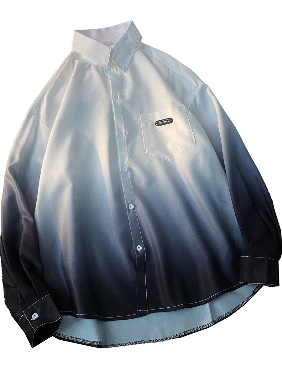 Áo sơ mi nam tay dài thiết kế phối màu Xuân Thu 2025, áo khoác mỏng cặp đôi phong cách Mỹ thời thượng, dáng rộng.