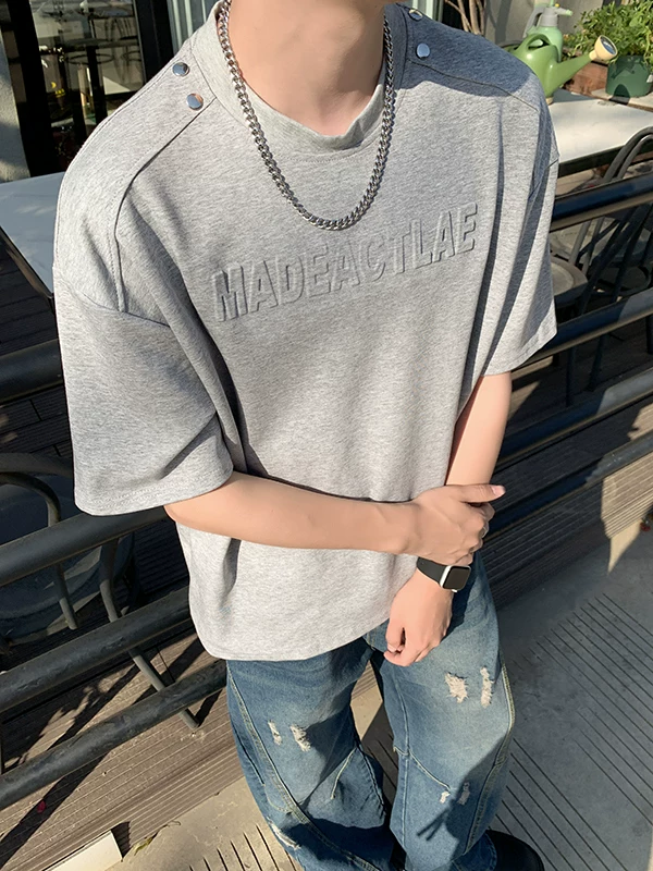 Áo thun nam tay ngắn in nổi 3D, áo thun tay lửng kiểu Mỹ retro, áo đôi thời trang mùa hè