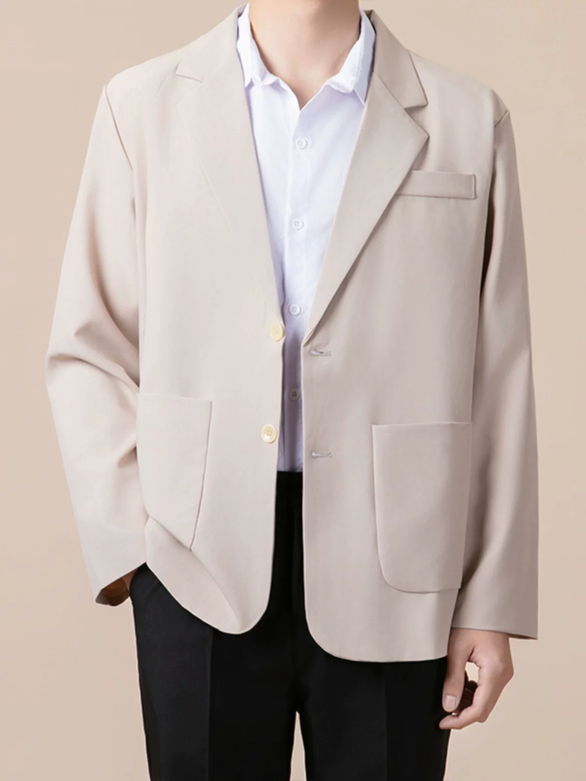 Áo khoác blazer nam cao cấp phong cách Hồng Kông cổ điển, kiểu dáng mới mùa xuân thu, áo khoác vest dáng rộng thoải mái.