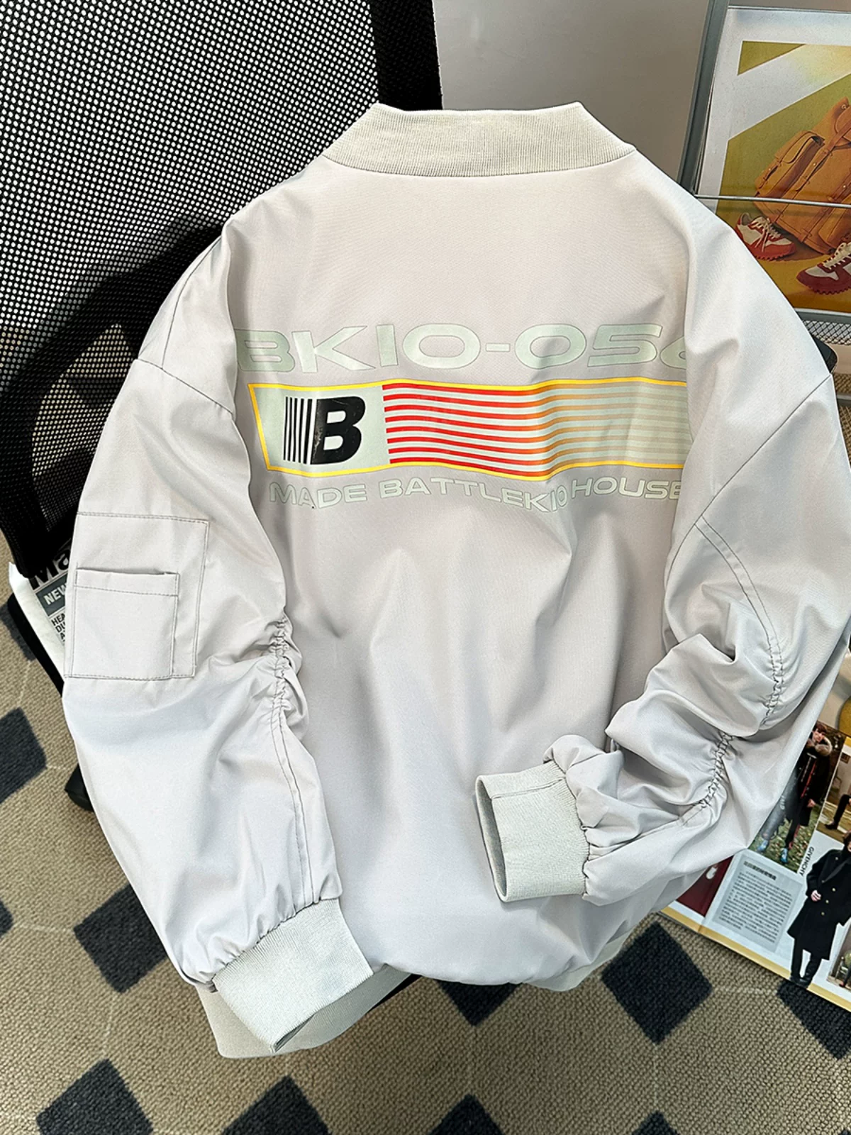 Áo khoác phi công phong cách Mỹ mùa đông dành cho nam, thương hiệu thời thượng, áo khoác cotton bóng chày thêu dày, áo khoác cotton cặp đôi dáng rộng.