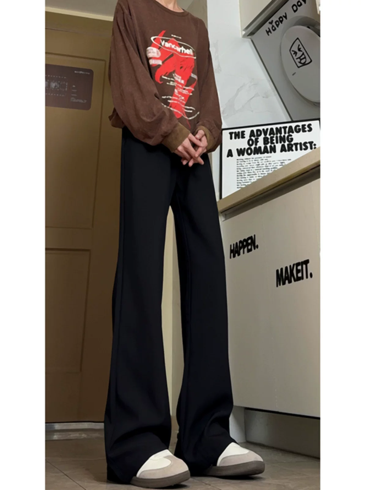 Quần ống loe kiểu Mỹ mùa thu dành cho nam, quần âu cao cấp dáng suông, quần tây ống đứng thời thượng cá tính.