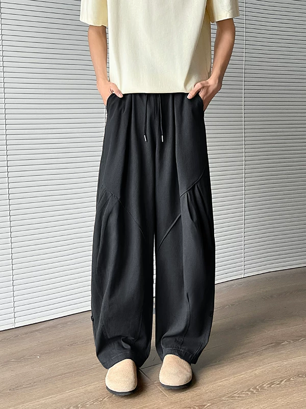 Quần nam thiết kế dáng độc đáo, quần công sở kiểu Mỹ thời thượng mùa xuân thu, quần dài ống rộng dáng cong thoải mái.