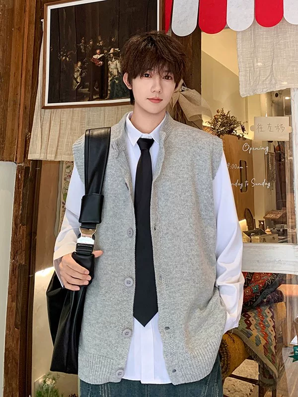 Áo len cardigan kiểu Nhật dành cho nam, áo dệt kim nhiều lớp mùa thu đông, áo khoác rộng rãi phong cách retro thời thượng.