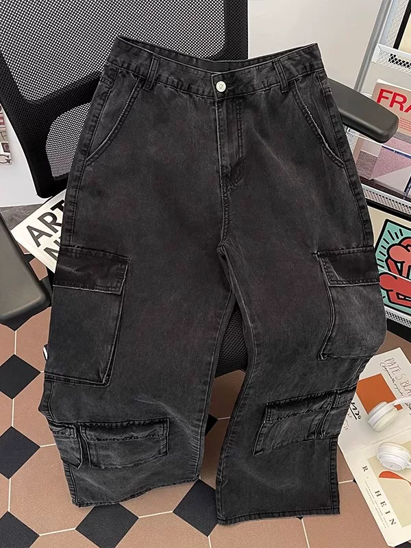 Quần jean công sở nhiều túi kiểu Mỹ dành cho nam, quần cargo ống rộng dáng thẳng thương hiệu thời thượng cleanfit, quần dài phong cách đường phố cá tính.