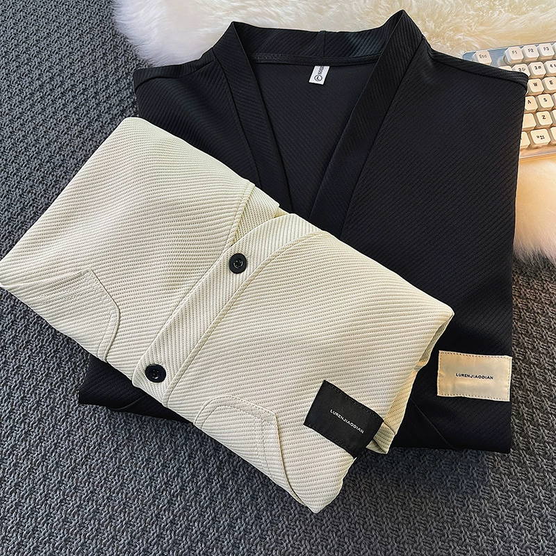 Áo len cardigan kiểu Nhật dành cho nam, áo len dệt kim dáng rộng phong cách ins hợp thời trang mùa thu đông có miếng vá, áo khoác dệt kim sành điệu dành cho thanh thiếu niên.