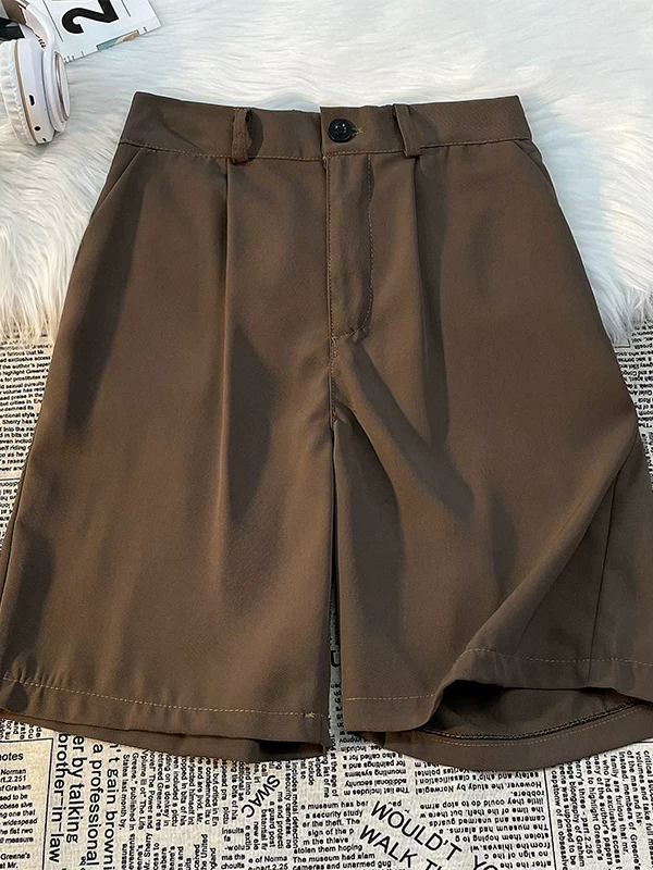 Quần short kiểu retro Nhật Bản dành cho nam, phong cách Hàn Quốc, vẻ ngoài cá tính và trưởng thành, quần năm phần dáng rộng thoải mái mùa hè.