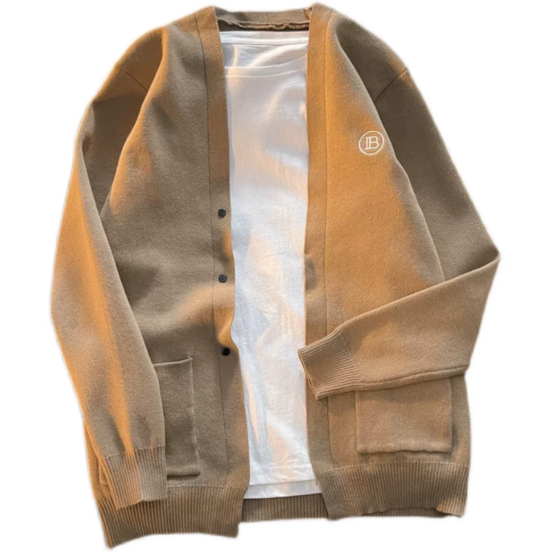 Áo khoác len retro Nhật Bản dành cho nam, áo len cardigan dày dặn mùa thu đông, thương hiệu thời trang đa năng, áo len thời trang.