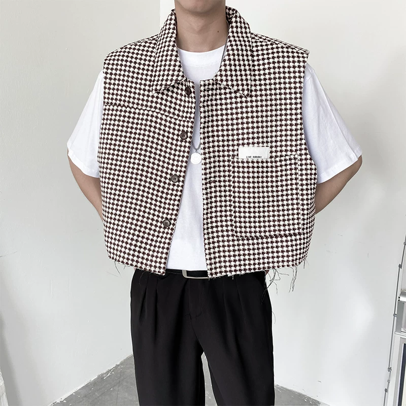 Áo khoác vest kẻ sọc cổ điển dành cho nam, mùa xuân thu, kiểu dáng rộng rãi phong cách Hàn Quốc, áo vest ngắn hợp thời trang.