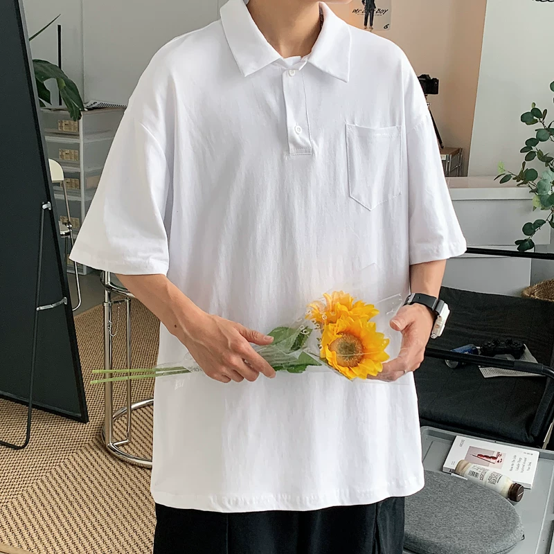 Áo polo ngắn tay mùa hè dành cho nam, áo thun dáng rộng phong cách Hồng Kông, áo thun cec siêu hot đa năng hợp thời trang phong cách Hàn Quốc