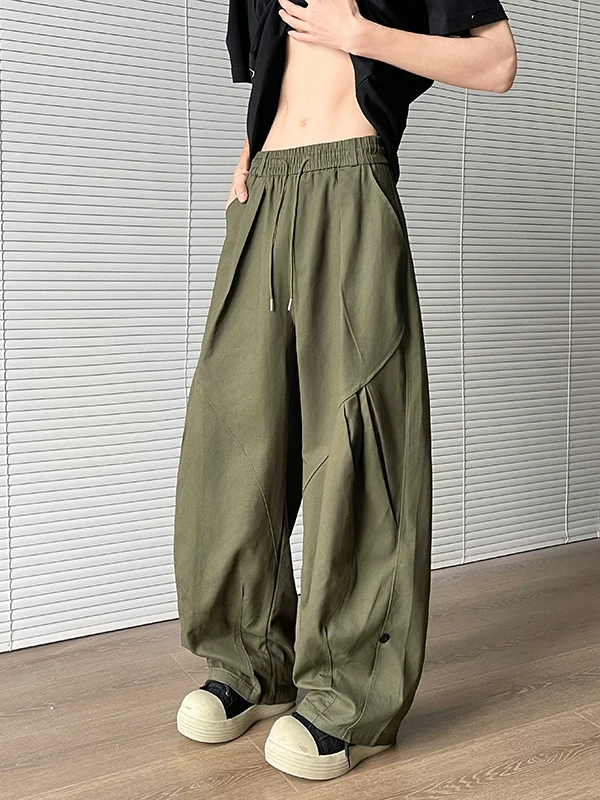 Quần nam thiết kế dáng độc đáo, quần công sở kiểu Mỹ thời thượng mùa xuân thu, quần dài ống rộng dáng cong thoải mái.