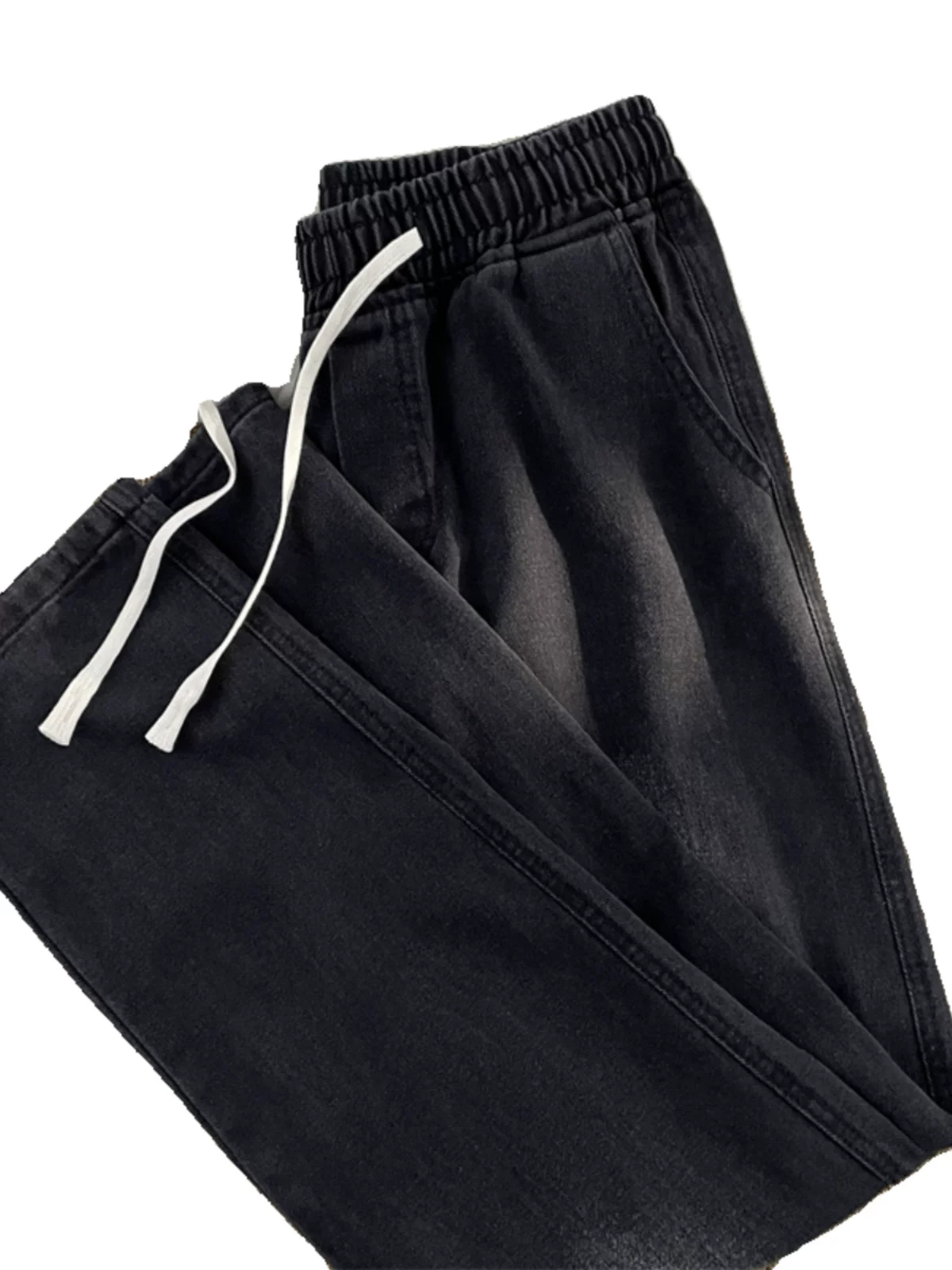 Quần jean lưng thun thương hiệu thời thượng dành cho nam, quần ống rộng dáng suông mùa xuân, quần đa năng phong cách Mỹ.