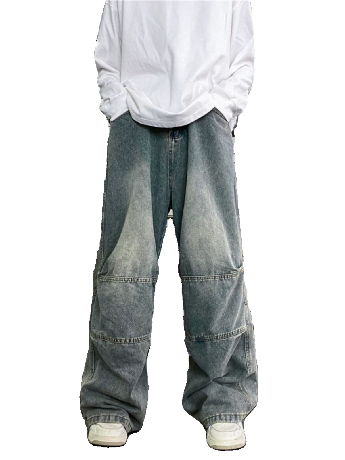 Quần jean hip-hop kiểu Mỹ dành cho nam, thương hiệu thời thượng mùa xuân thu, phong cách cổ điển, chất liệu dày dặn, quần ống rộng thoải mái.