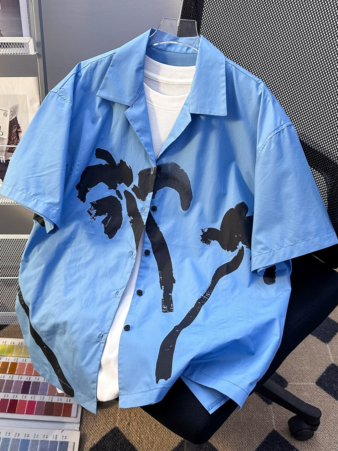 Áo sơ mi ngắn tay in họa tiết Hawaii cho bé trai, áo đôi dáng rộng thời trang, áo kiểu Mỹ cổ Cuba đi biển