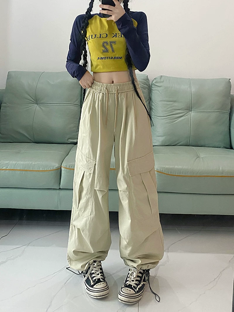 Quần cặp đôi phong cách hip-hop kiểu Mỹ mùa thu, quần cargo thời trang đường phố cao cấp, quần nam rộng rãi thoải mái, quần ống rộng