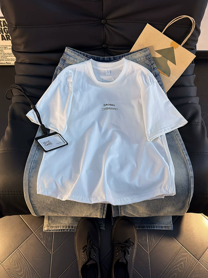 Áo thun nam tay ngắn kiểu Mỹ, áo thun Sorona tay lửng dáng rộng mùa hè, áo cao cấp phối vải thời trang.