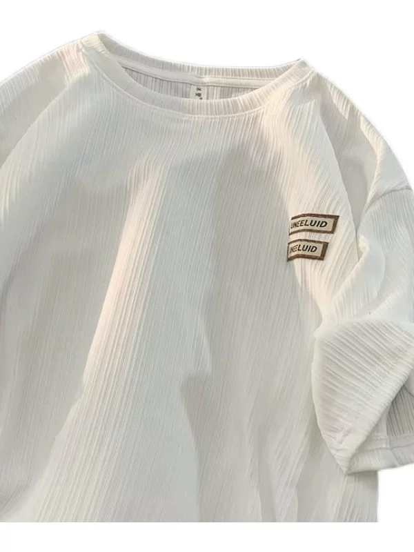 Áo thun ngắn tay có nhãn hiệu Ice Silk dành cho nam, áo thun dáng rộng kiểu Nhật Bản cổ tròn nửa tay phong cách Hồng Kông mùa hè hợp thời trang dành cho cặp đôi