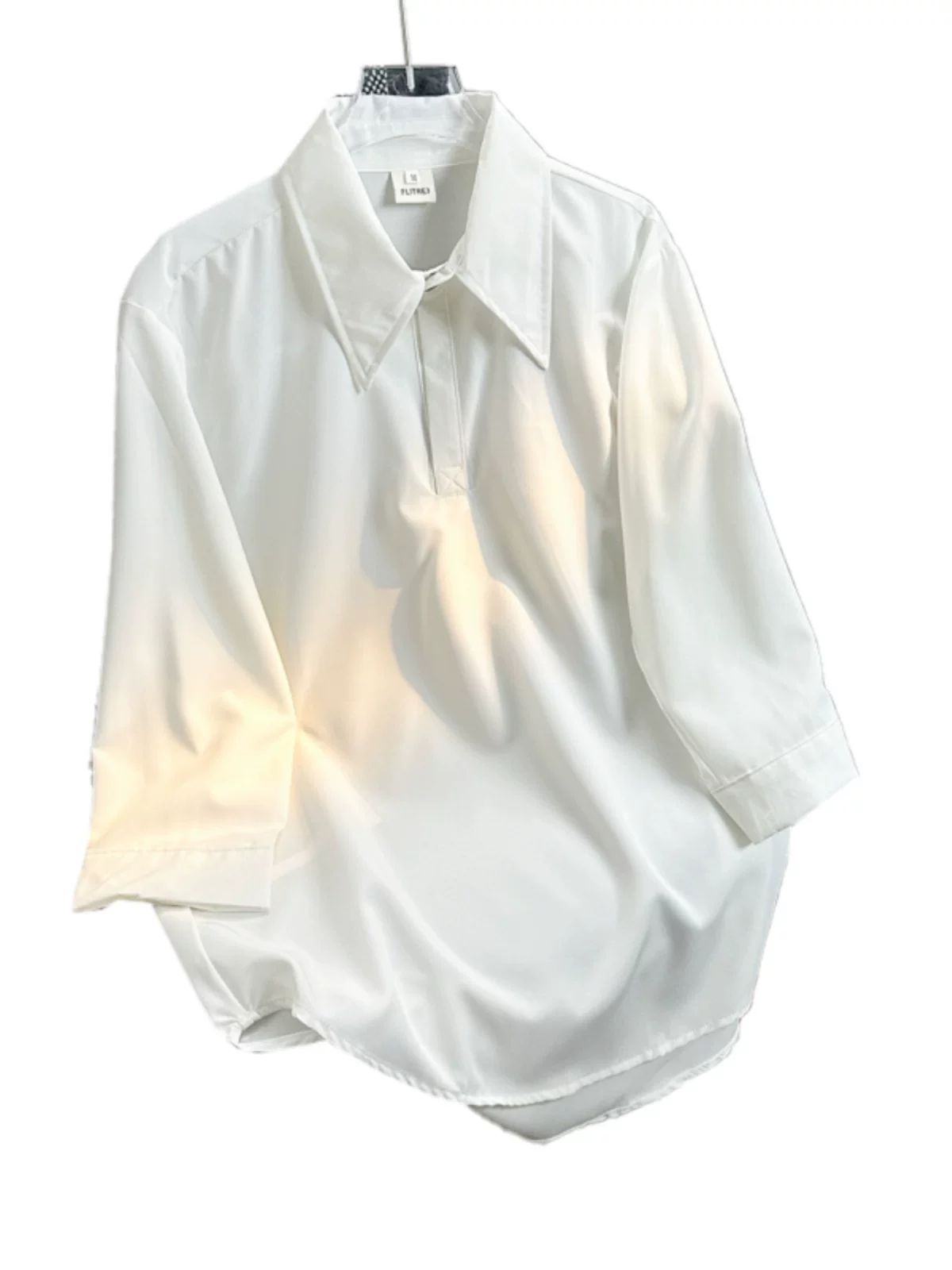 Áo sơ mi tay ba phần tư bằng vải lụa mùa hè dành cho nam, áo sơ mi dáng rộng, kiểu dáng Nhật Bản, phong cách thời trang, áo nửa tay mát mẻ, thoải mái.