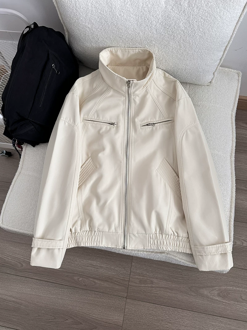 Áo khoác cổ đứng phong cách retro Mỹ dành cho nam, áo khoác mùa xuân dáng rộng thoải mái, thương hiệu thời thượng với thiết kế nhiều túi, áo khoác kiểu công sở.