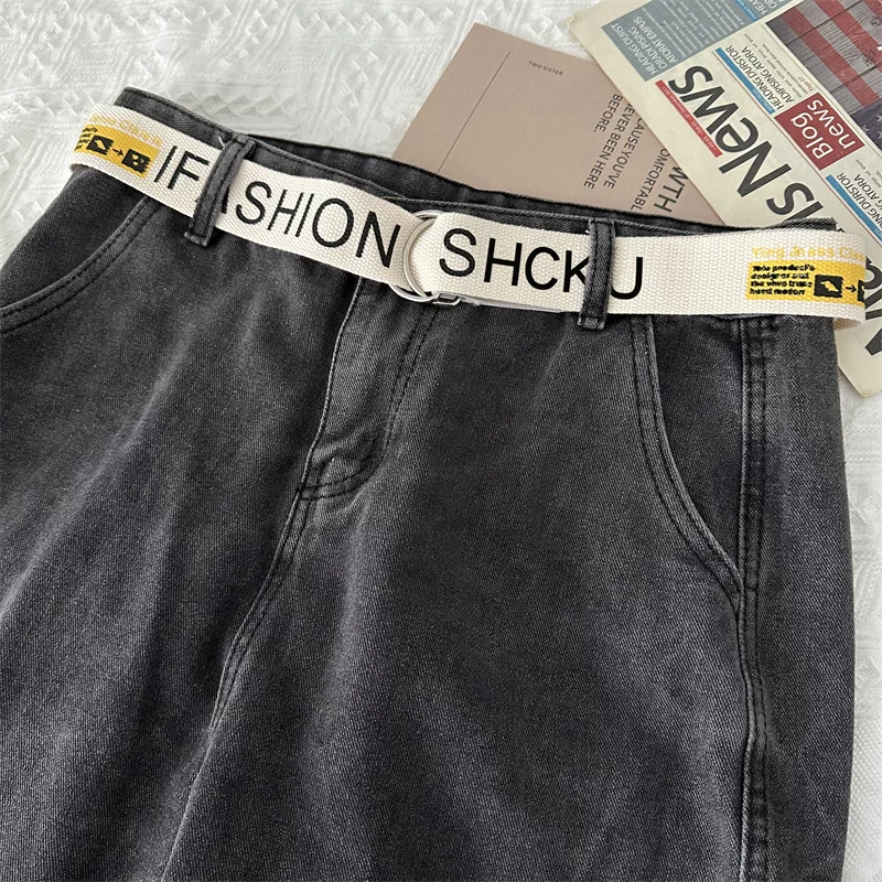 Thắt lưng in họa tiết đường phố kiểu Mỹ, thắt lưng khóa đôi đa năng unisex, thắt lưng vải dệt cá tính, hợp thời trang trên Instagram.