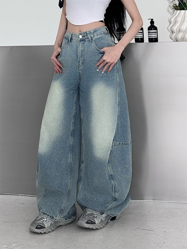 Quần jeans kiểu Mỹ dành cho nam và nữ, quần ống rộng dáng suông hợp thời trang, thiết kế mùa hè với kiểu dáng ống rộng cá tính và sành điệu.