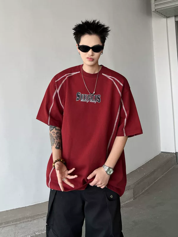 Áo thun nam tay ngắn phong cách retro Mỹ, thiết kế mùa hè in chữ, áo thun mát mẻ và đa năng.