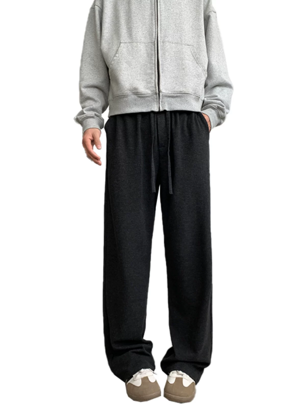 Quần thể thao nam dáng cong cleanfit, phong cách Mỹ thời thượng, quần suông thoải mái, quần ống rộng dài chạm đất đa năng.